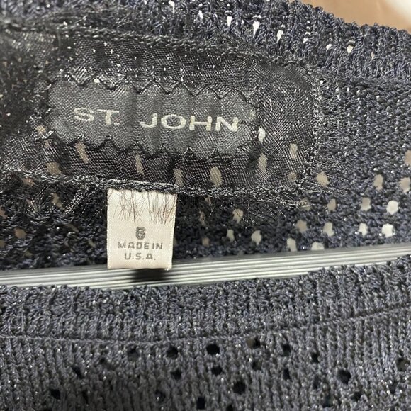 St. John Womens Black Crew Neck Knitted Mini Dress Sz 6 - Picture 2 of 9